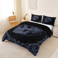 thumbnail image 2 of Homewish Retro Skeleton Skull Bedding for Teens, Slate Blue Baroque Floral Duvet Cover Full, Black Reversible, 3 Pieces, 1 Duvet Cover and 2 Pillowcases, 2 of 5