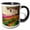 Black/White, variant on 3drose, Usa, Wa, Skagit Valley. Tulip Field and Barn, 11oz Two-tone Black Mug