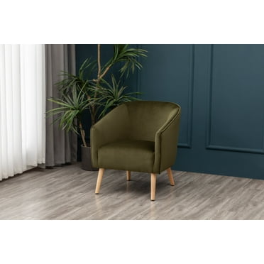 Wovenbyrd Rodin Modern Barrel Accent Chair - Sage Green Velvet