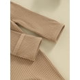 thumbnail image 6 of Newborn Baby Girls Boys Romper Bodysuit Long Sleeve Solid Ribbed Jumpsuit Hat Set Coming Home Outfits Neutral Clothes, 6 of 8