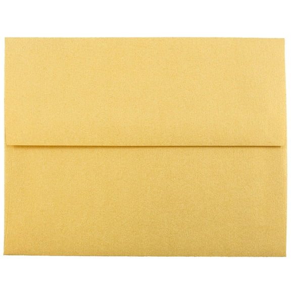 JAM Paper A2 Envelopes, 4 3/8 x 5 3/4, Gold Metallic, 25 per Pack