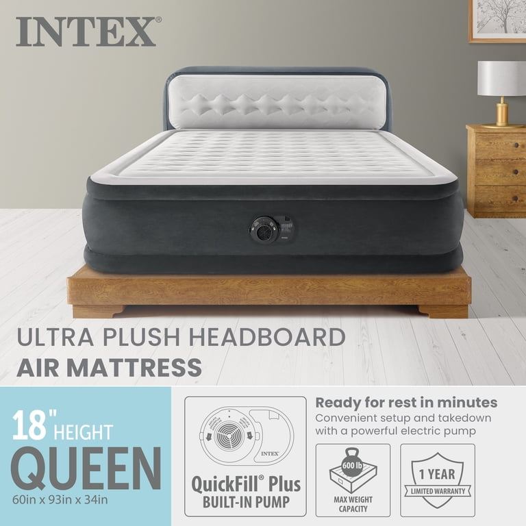 Intex Queen Dura-Beam Deluxe Ultra Plush Headboard Airbed 64447ED