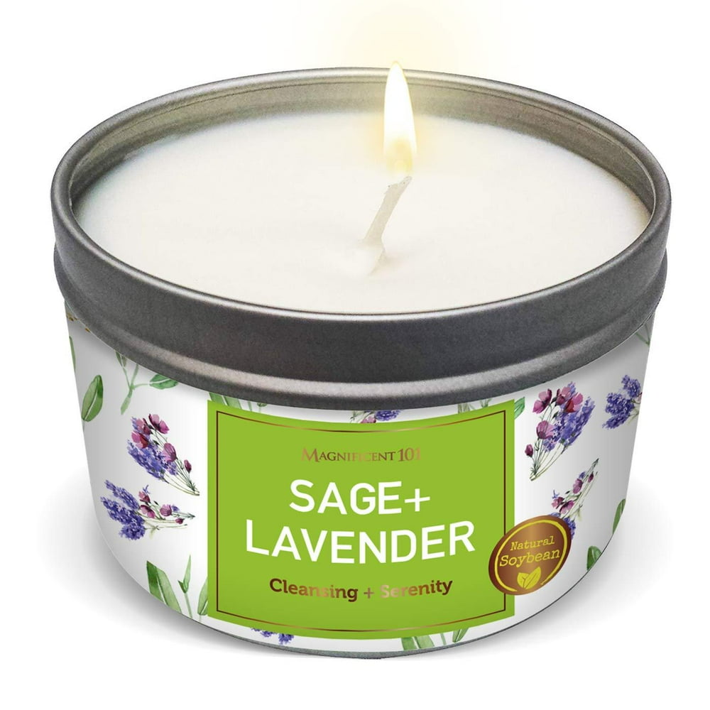 MAGNIFICENT 101 SAGE + Candle for House Energy Cleansing, Banishes