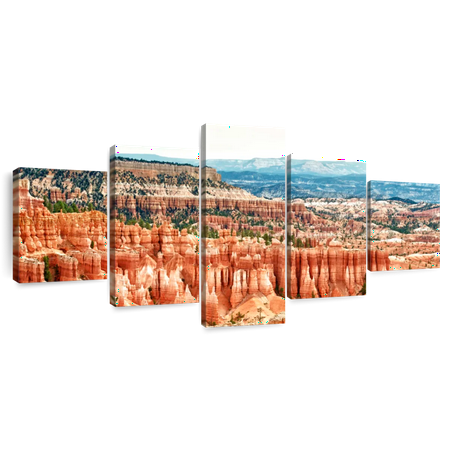 Elephant Stock Bryce Canyon Morning View Wall Art - Horizontal Multi Panel Canvas - Living Room Wall Decor - Nature Multi Panel - Blue And Orange Decor By Philippe Hugonnard - 55 x 24