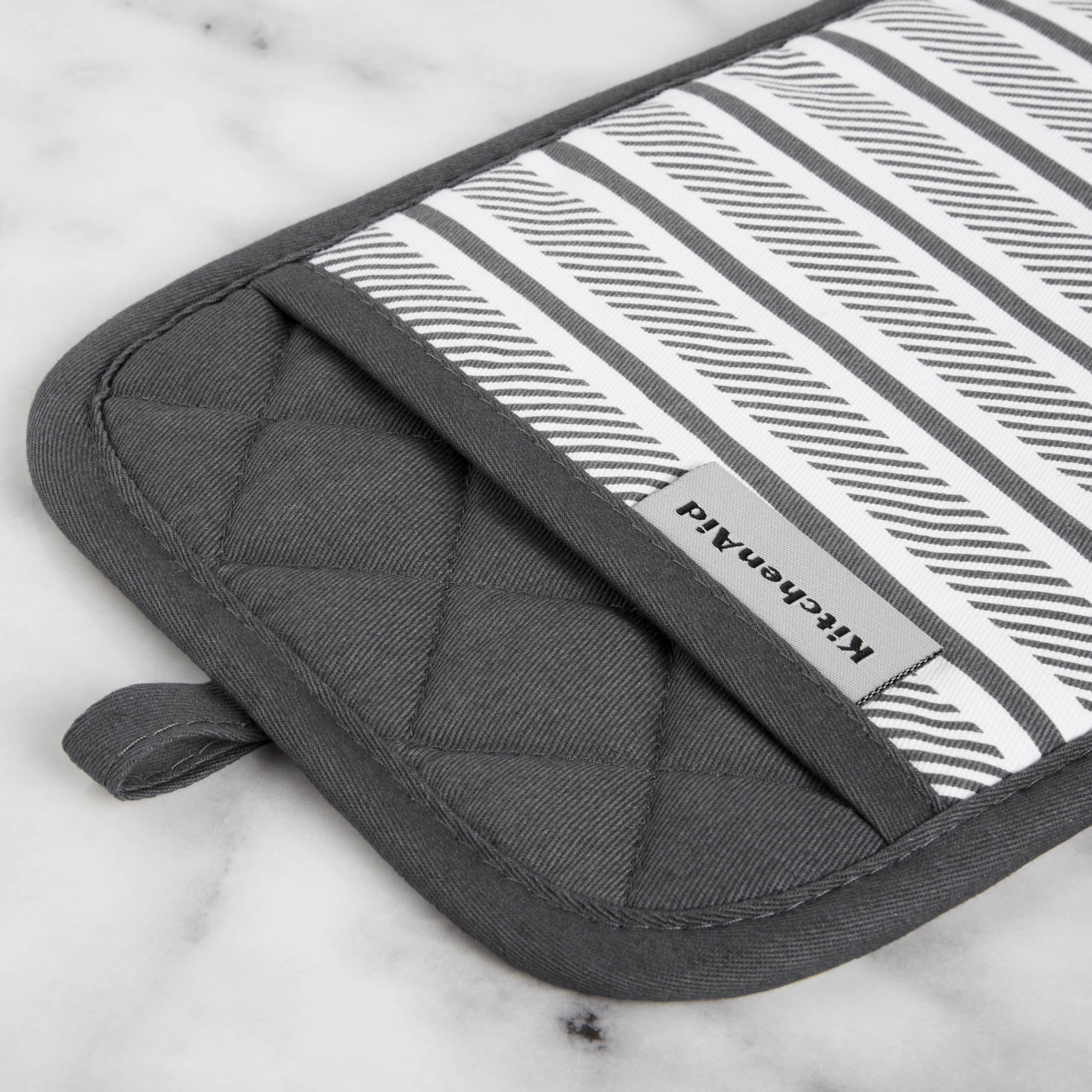 KitchenAid Albany Pot Holder 2-Pack Set, Charcoal Grey, 7"x10"