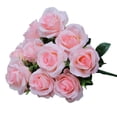 thumbnail image 2 of Ramo de flores de rosas artificiales de 11 cabezas, ramo de rosas falsas de tela de seda para banquete de boda nupcial, rosa claro seitruly HA6516-01B, 2 of 6