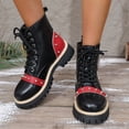thumbnail image 5 of Willtoo Womens Wedge Platform Boots with Chunky High Platform Heel Lace Up Punk Goth Mid Calf Combat Boots for Autumn Winter, 5 of 5