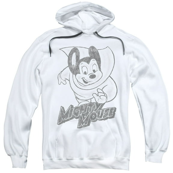 Mighty Mouse Mighty Sketch Adult Pullover Hoodie Sweatshirt White