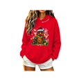 thumbnail image 3 of Zynoxe Hooded Sweatshirt Women with Kangaroo Pocket Drawstring Pullover Hoodie Realxed Long Sleeve Print Sweatshirts Fashionable Christmas Sweatshirts for Women #B Red S, 3 of 6