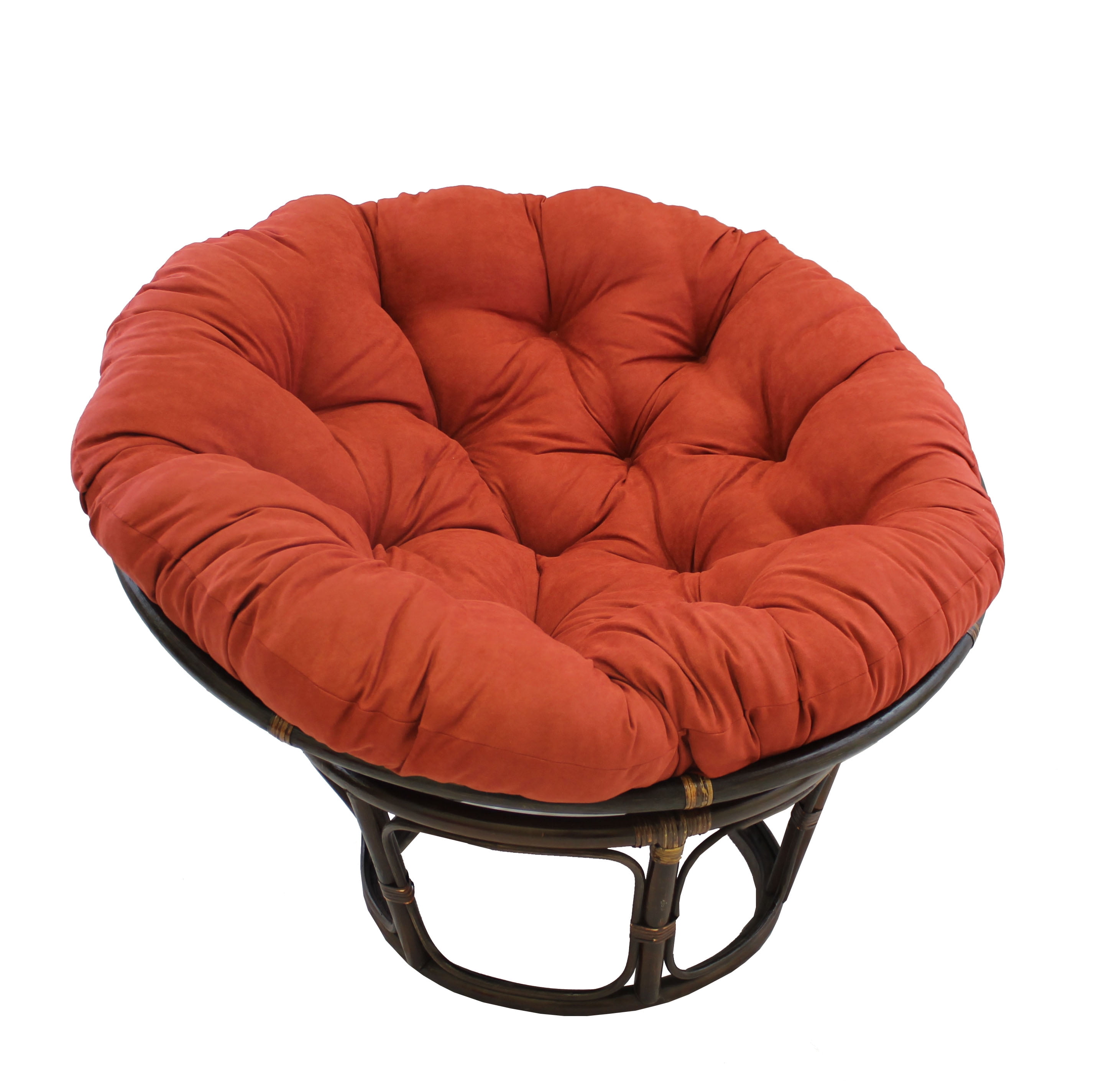 42-Inch Rattan Papasan Chair with Solid Twill Cushion Tangerine Dream 