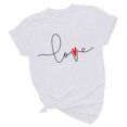 thumbnail image 4 of Awdenio Fashion Tops Womens Valentines Day Short Sleeved T-shirt Love Printed Solid Color Top Short Sleeved Round Neck Tops,Size S-3XL, 4 of 7