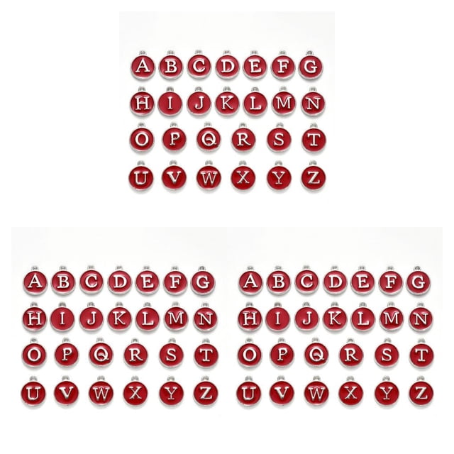ZLight 26 Pcs Breloques Initiales Bijoux Pendentif Suspendu Fait Main Double Face Plat Rond Alliage Boucles d'Oreilles Rouge 3Ensemble
