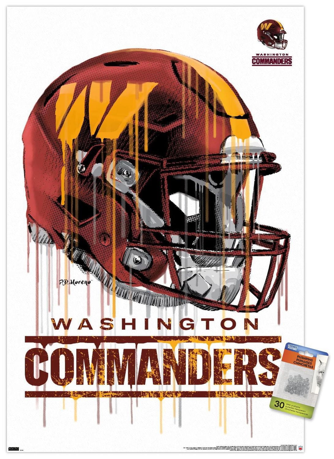 NFL Washington Commanders - Drip Helmet 22 Wall Poster