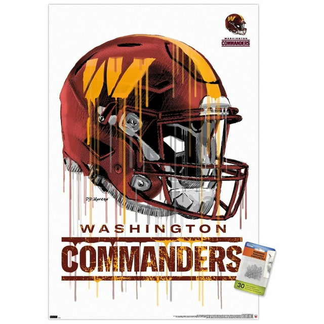 NFL Washington Commanders - Drip Helmet 22 Wall Poster, 14.725" x 22.375" Framed