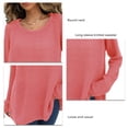 thumbnail image 4 of Suéter De Punto Manga Larga Cuello Redondo Color Puro Dobladillo Suelto Suéter Casual Para Mujer Rosa XL, 4 of 5