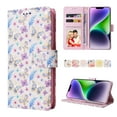 thumbnail image 3 of Compatible with iPhone 14 Plus Case Retro Gilded Flower PU Leather RFID Blocking Wallet Cover, 3 of 5
