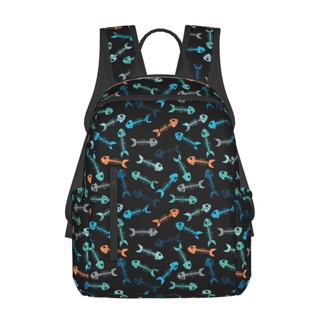 Balery Little Fish Skeleton Mochila Ligera para Hombres y Mujeres – Resistente y Impermeable, Ideal para la Escuela, el Trabajo, los Viajes y el Uso Diario
