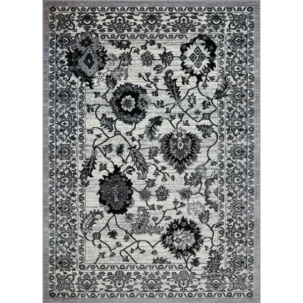 Ladole Rugs Inspiration Collection Innovante Floral Contemporain Style Doux Tapis de Surface en Polypropylène Crème, 5x8 (5'3" x 7'6", 160cm x 230cm)
