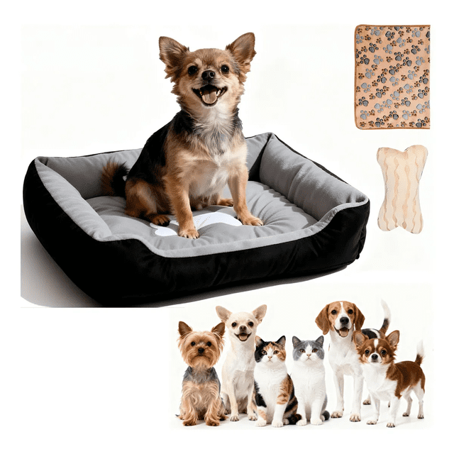 Tapete Cama Para Mascotas Gatos Perros Suave Comoda 50x38cm Xtellar Negro