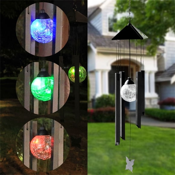 Aodebiao Solar Wind Chime Light Outdoor Garden Decorative Hanging Rotating Color Changing LED Waterproof Auto On/Off for Patio Yard Balcony Party Wedding Gift