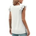thumbnail image 5 of Idoravan Tank Tops for Women Clearance Women's Summer Solid V Neck Tank Top Pleated Ruffle Sleeve Top, 5 of 9