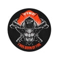 thumbnail image 2 of SIDONKU 60 inch Round Beach Towel Blanket Fire Firefighter Devil Demon Fighter Helmet Axe Danger Department Travel Circle Circular Towels Mat Tapestry Beach Throw, 2 of 2