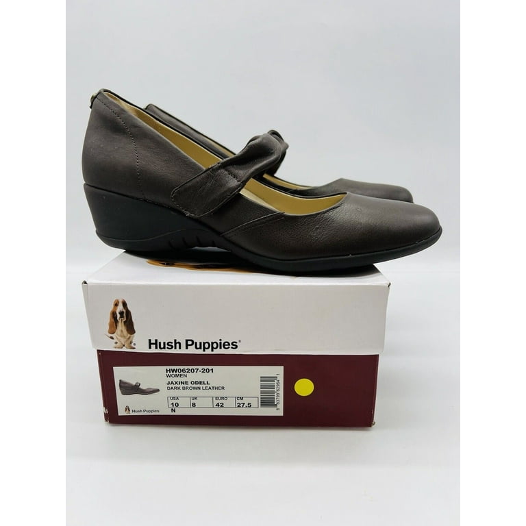 Hush Puppies Women Jaxine Odell Leather Mary Jane Pump Dark Brown Size US 10N