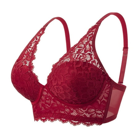 PEASKJP Womens Sports Bras Seamless Plunge Demi Padded T-Shirt Bra Comfort Support Daily Bra  Red S