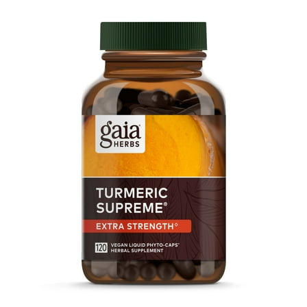 Gaia Herbs Turmeric Supreme Extra Strength - Supports Occasional Discomfort from Normal Wear & Tear* - with Turmeric Curcumin & Black Pepper - 120 Vegan Liquid Phyto-Caps (Up to 120 Servings)