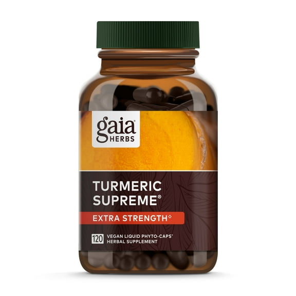 Gaia Herbs Turmeric Supreme Extra Strength - Supports Occasional Discomfort from Normal Wear & Tear* - with Turmeric Curcumin & Black Pepper - 120 Vegan Liquid Phyto-Caps (Up to 120 Servings)
