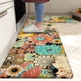 thumbnail image 2 of Boho Floral Kitchen Rugs Set of 2 Colorful Flower Anti Fatigue Non-Slip Kitchen Floor Mats Comfort Bohemian Mat Waterproof Farmhouse Sink Laundry PVC Rug (17.3 x 28 Inch+17.3 x 47 Inch), 2 of 6