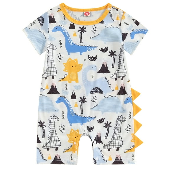 Newborn Baby Girls Boys Romper Dinosaur Short Sleeve Jumpsuits Summer Casual Clothes Bodysuits