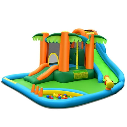 Spaco Inflatable Water Slide Park with Upgraded Handrail without Blower, Jumping Family Backyard Bouncy, Durable Sewn with Extra Thick Material, Idea for Kids