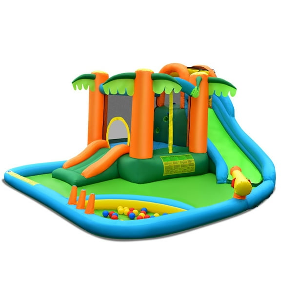 Spaco Inflatable Water Slide Park with Upgraded Handrail without Blower, Jumping Family Backyard Bouncy, Durable Sewn with Extra Thick Material, Idea for Kids