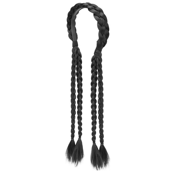 Double Braided Ponytail Hair Extension Secure Elastic Loop Natural Shade Synthetic Fiber For Women