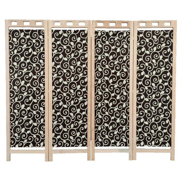 Biombo Mampara DE Madera DE pino natural 4 Paneles MARDAM