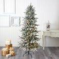 thumbnail image 6 of Nearly Natural 6.5' Slim Spruce Flocked Artificial Christmas Tree Prelit 300 Warm White LED Lights, 6 of 8