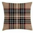 thumbnail image 2 of Checkered Throw Pillow Cushion Cover, Classical Tartan in British Style Design Geometric Ornament Striped, Decorative Square Accent Pillow Case, 16" X 16", Pale Brown Orange White, 2 of 2