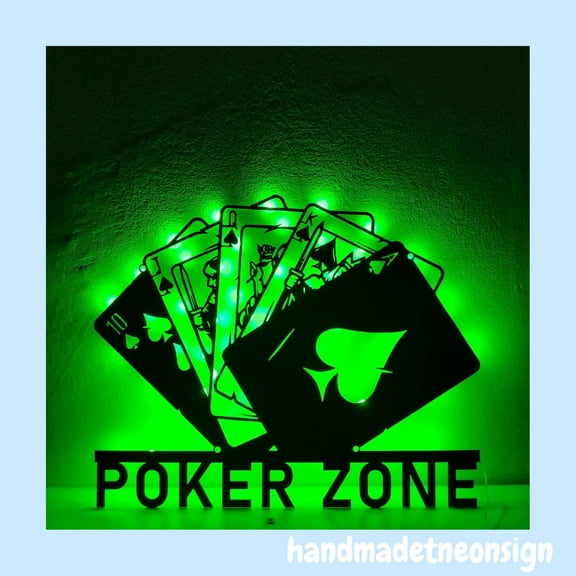 Handmadetneonsign Poker Card Metal Sign, Poker Cards Metal Wall Decor, Game Room Casino Wall Art Decor 70276