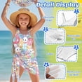 thumbnail image 5 of SEANATIVE Swimsuits for Teen Girls One Piece Bathing Suit See Through Short Skirt Cover Ups Cut Out Back Beachwear for Surfing Water Park, Size 7-8, Rabbit Colorful Easter Egg Floral, 5 of 7