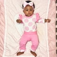 thumbnail image 4 of AnnLoren Baby Girls Layette Pink Polka Dot Onesie Pants Headband 3piece Gift Set, 4 of 8
