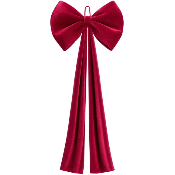 Ayieyill Burgundy Velvet Christmas Tree Topper Bow, 51 Inch Large Bow for Christmas Tree Decorations
