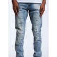 thumbnail image 5 of Crysp Denim Men's Groza Paneled Stitching Distressed Rips Skinny Fit Jeans (42, Washed Blue), 5 of 7
