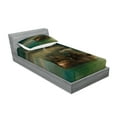 thumbnail image 2 of Ambesonne Ocean Fitted Sheet & Pillow Sham Set, Old Ship on Calm Waters, Twinxl, Green Brown Dark Blue, 2 of 2