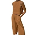 thumbnail image 2 of Fankiway Ensemble de Vêtements d'Entraînement pour Femmes Été Décontracté Sans Manches Col Rond en Coton et Lin, 2 of 6