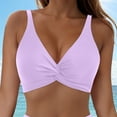 thumbnail image 2 of Women's Push Up Bikini Top Twist Front V Neck Swimsuit Top Wide Shoulder Straps Bathing Suit Top, 2 of 9