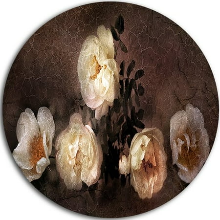 Old Style Metal - Design Art 'Wild Roses in Old Painting Style' Graphic Art Print on Metal