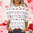 thumbnail image 2 of Feancey 3/4 Sleeve T Shirts for Women Loose Fit Cute Bow Print Plus Size Tops Dressy Casual Valentine Shirt Spring Trendy Going Out Blouse White 3XL, 2 of 8