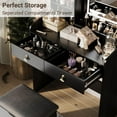 thumbnail image 4 of Kselythan Vanity Desk with LED Light Mirror and Charging Station, Makeup Vanity Desk with 2 Drawers,3-Color Lights Adjustable,Makeup Vanities Set,Vanity with Storage Stool,Vanity Dressing Table, 4 of 7