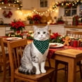 thumbnail image 2 of Christmas Pet Bandana, 23.6in Plaid Snowflake Triangle Scarf for Dogs & Cats, Holiday Party Outfit, Green, 2 of 6